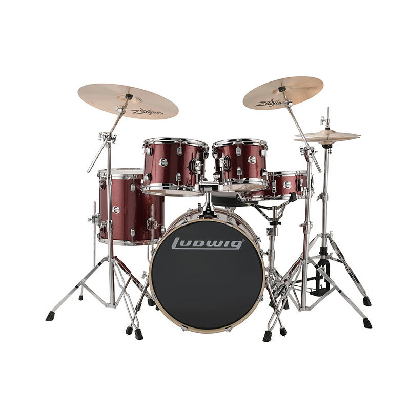מערכת תופים 22 עם אביזרים LUDWIG Evolution Red Sparkle מערכת תופים 22 עם אביזרים LUDWIG Evolution Red Sparkle – תמונה 1